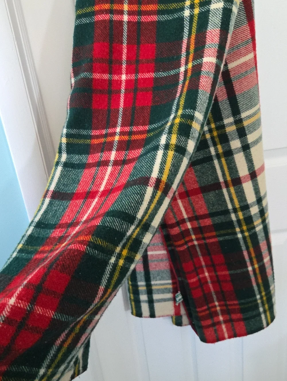 Vintage L.L. Bean Wool Tartan Plaid Blanket Red Green Cabin Cottage